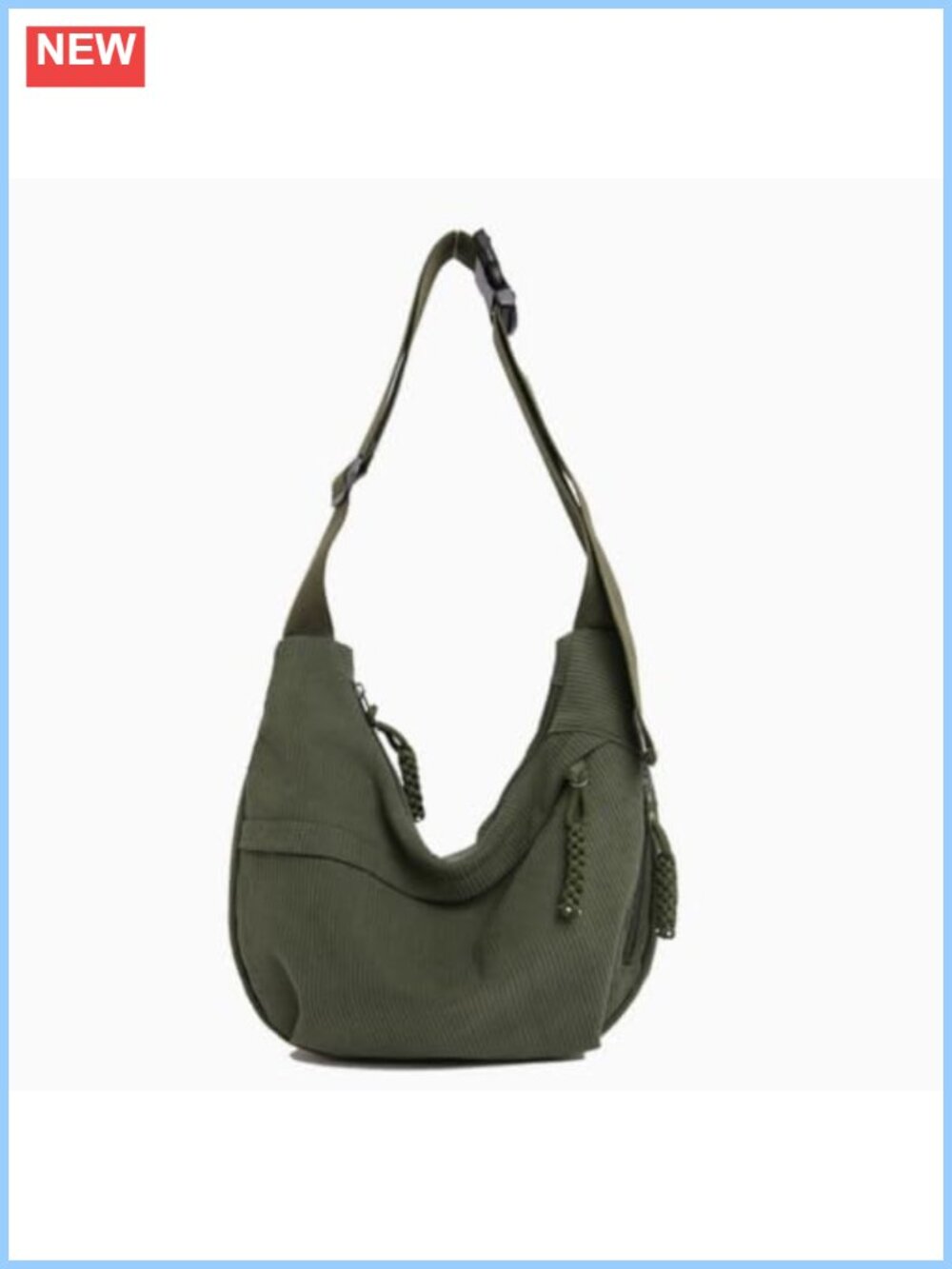 Corduroy Crescent Tote Crossbody Bag Canvas Hobo Sling Shoulder Purse